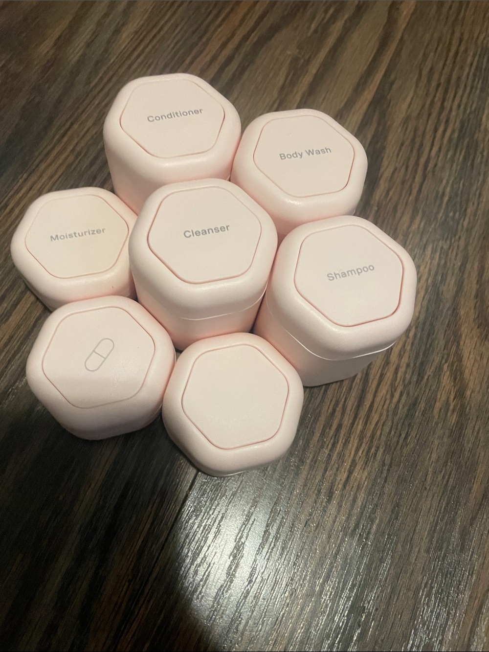 Pink Travel Toiletry Containers - Set of 7